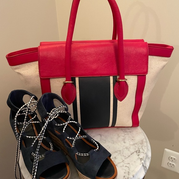 J Crew Large Handbag, Canvas and Leather NWT - Picture 14 of 14